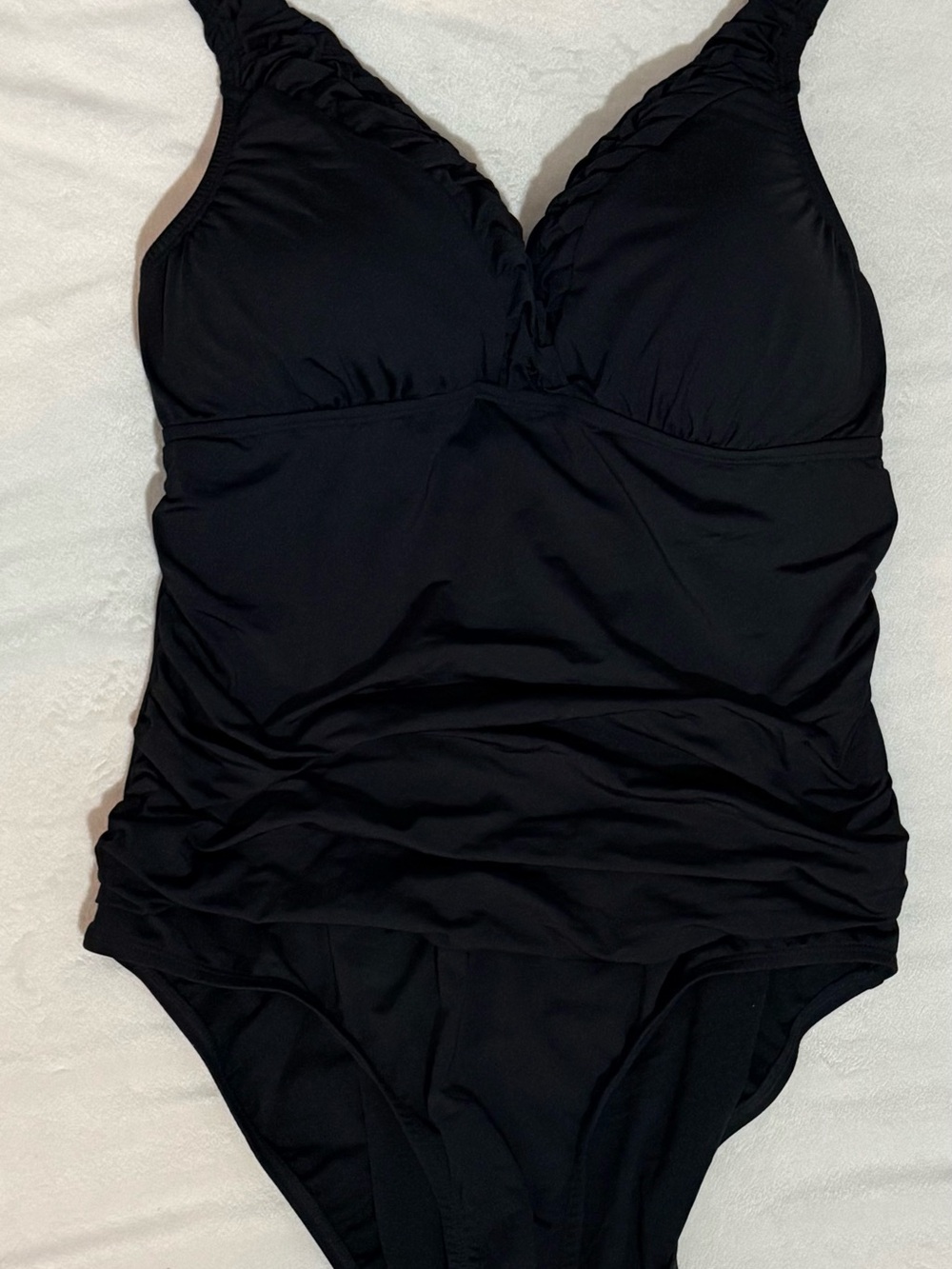 Classic Black One-Piece Swimsuit with Ruched Detail
